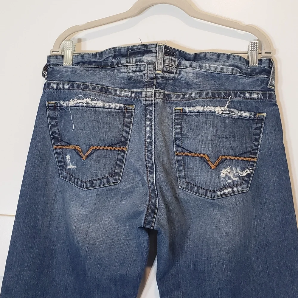 Guess Premium Distressed Patches Midrise Medium Rise Jeans Men's Size 34 X 33